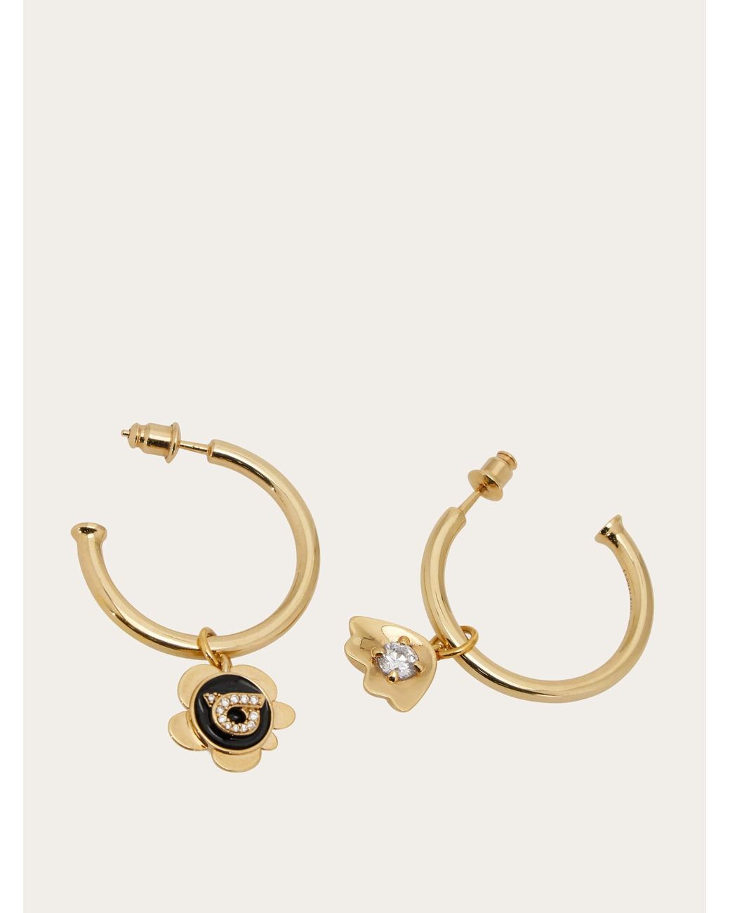 Ferragamo Natural Charm Gancini Hoop Earrings