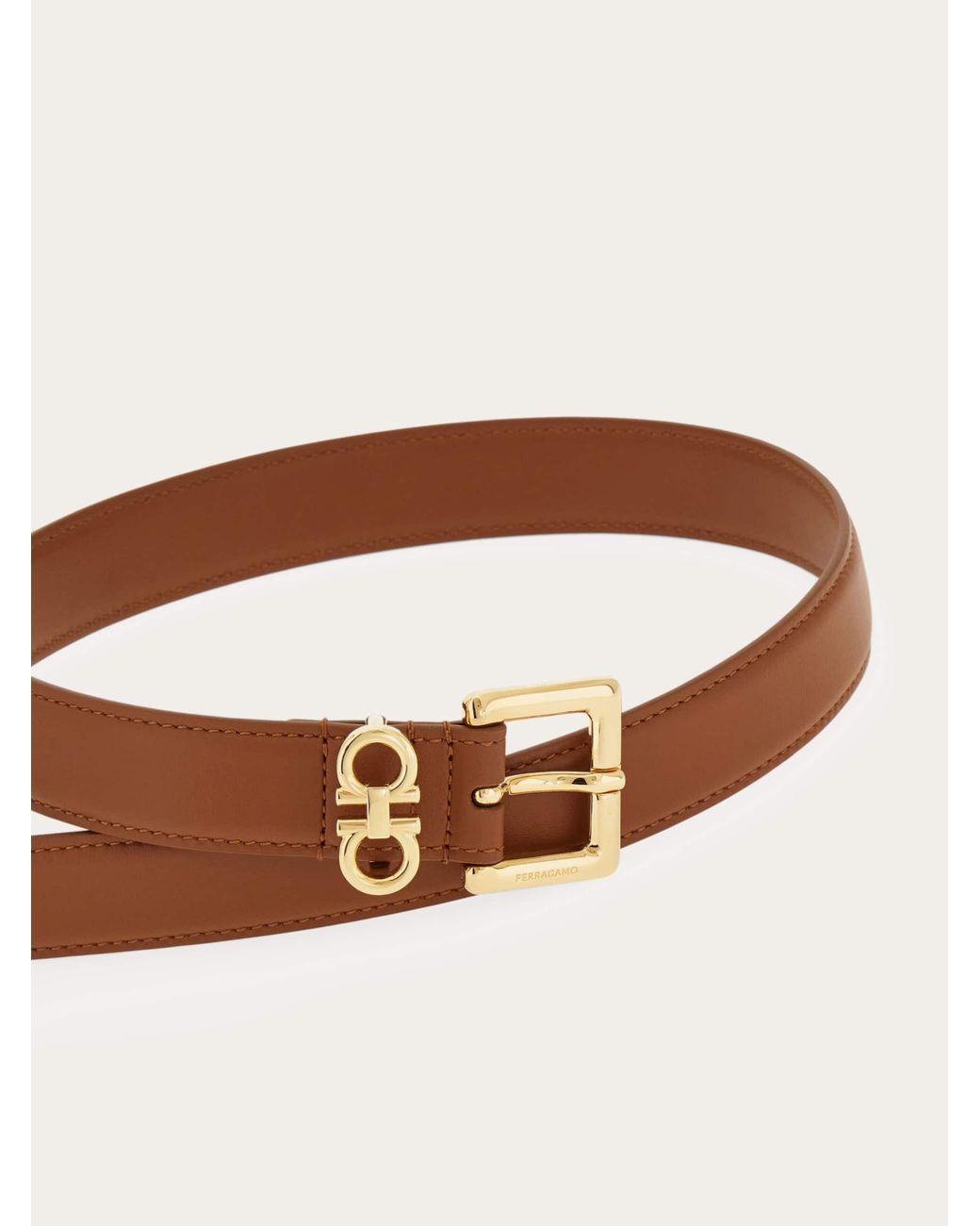 Ferragamo White Double Gancini Fixed Belt