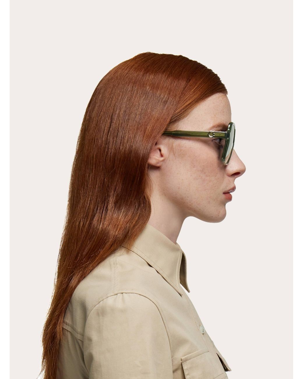 Ferragamo Green Square Frame Sunglasses