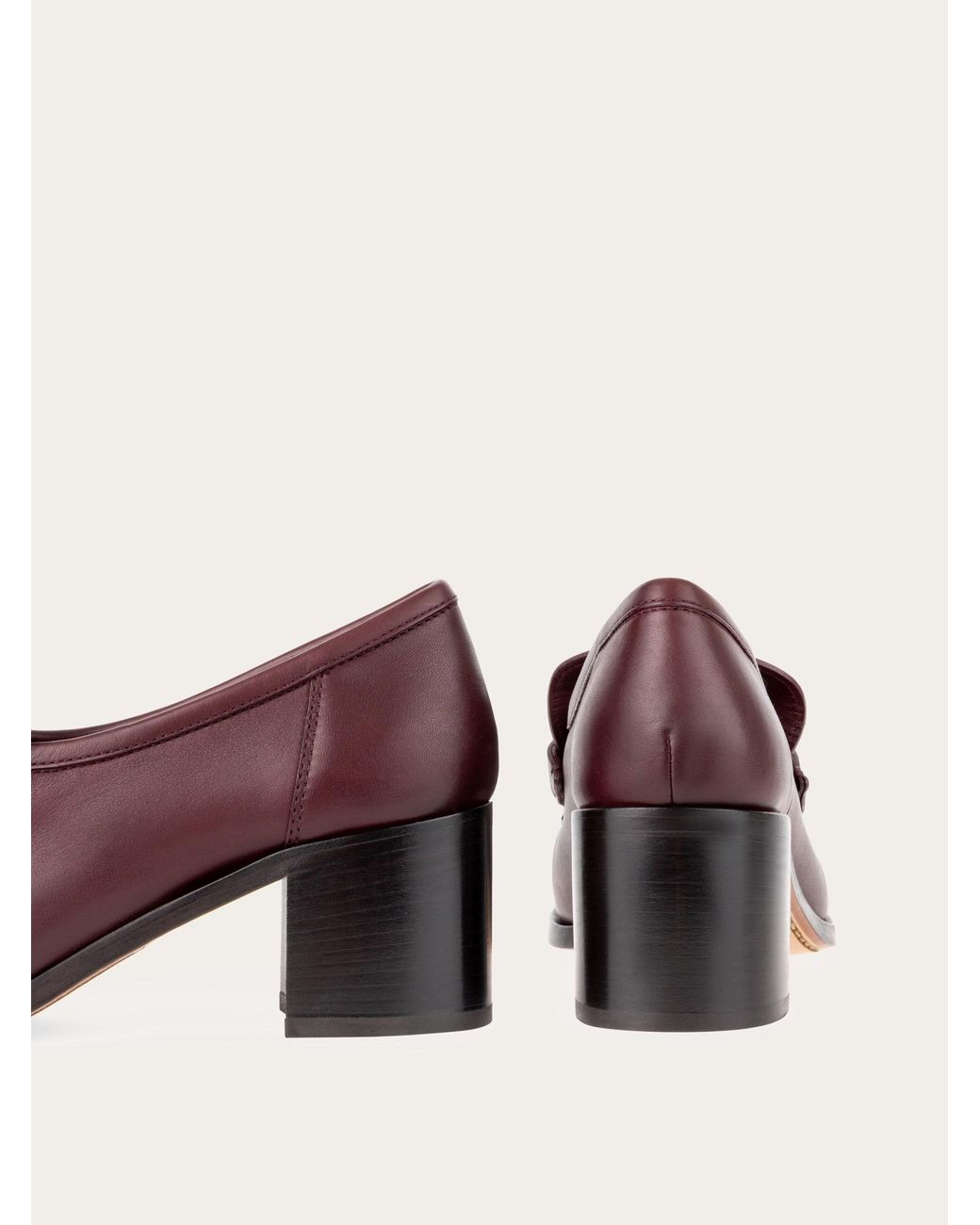Ferragamo Purple Block Heel Loafer With Gancini Ornament .5