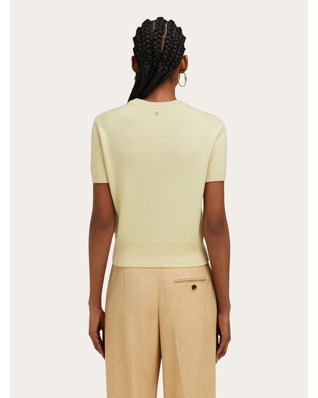 Ferragamo Natural Cashmere Knitted Top