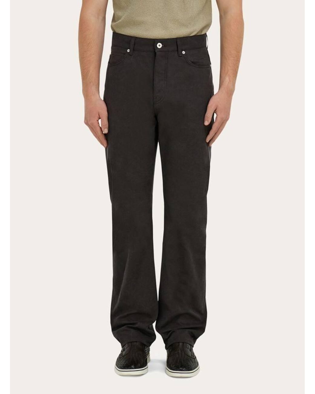 Ferragamo Black Five Pocket Trousers for men