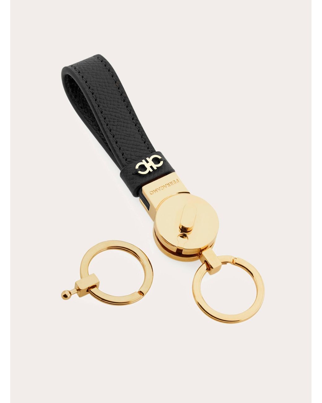 Ferragamo White Gancini Key Holder for men