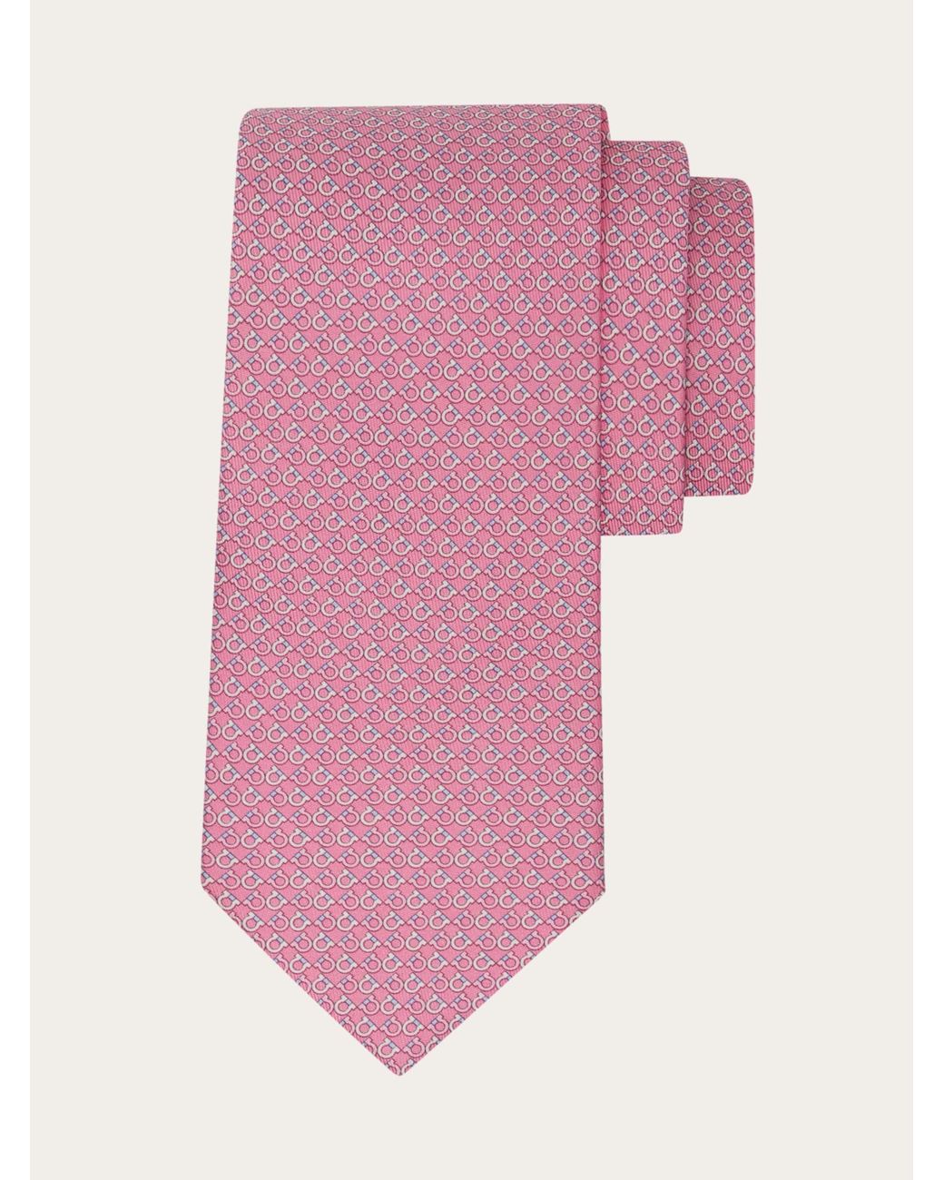 Ferragamo Pink Gancini Square Print Silk Tie for men