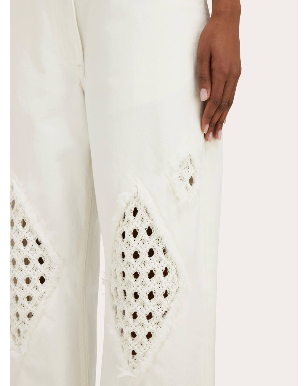Ferragamo White Jeans With Frayed Detail