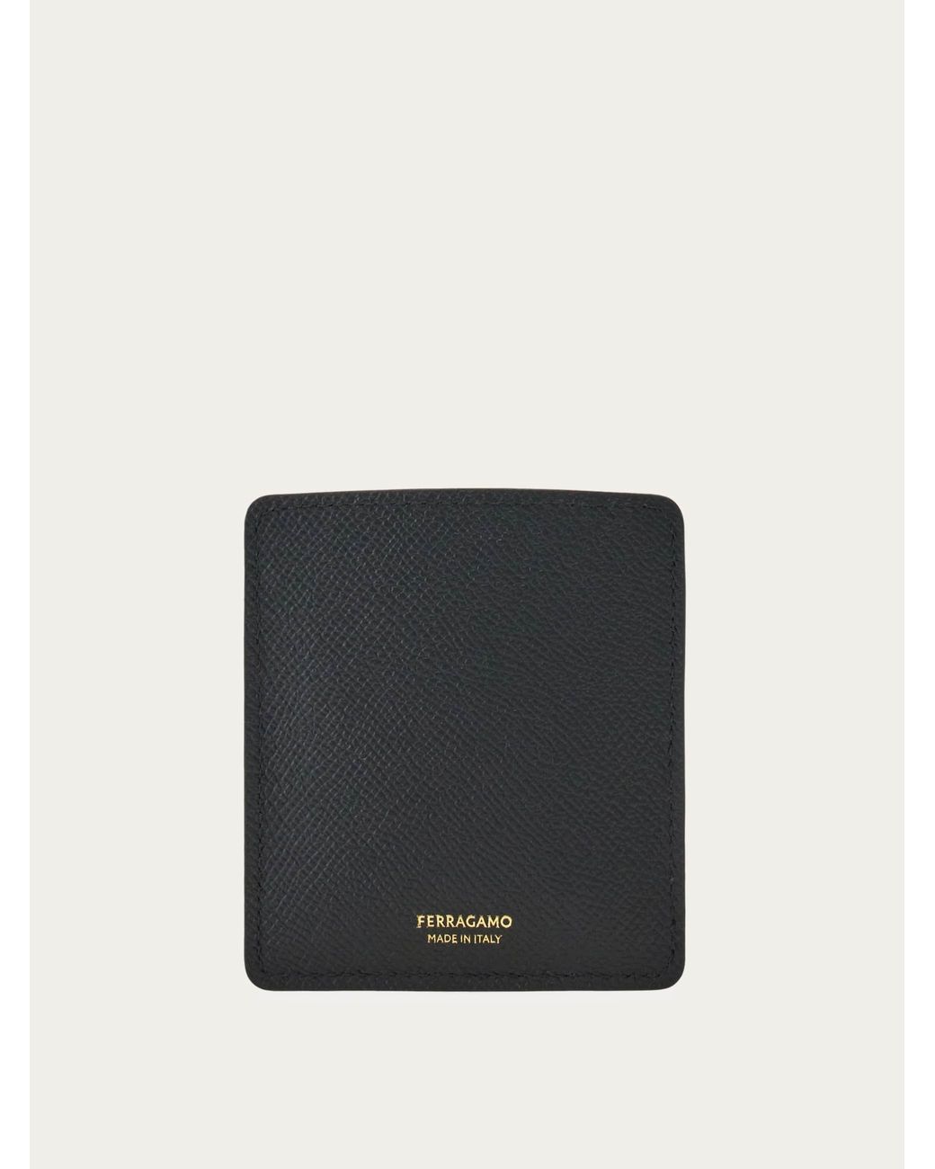 Ferragamo Black Micro Gancini Business Card Holder for men