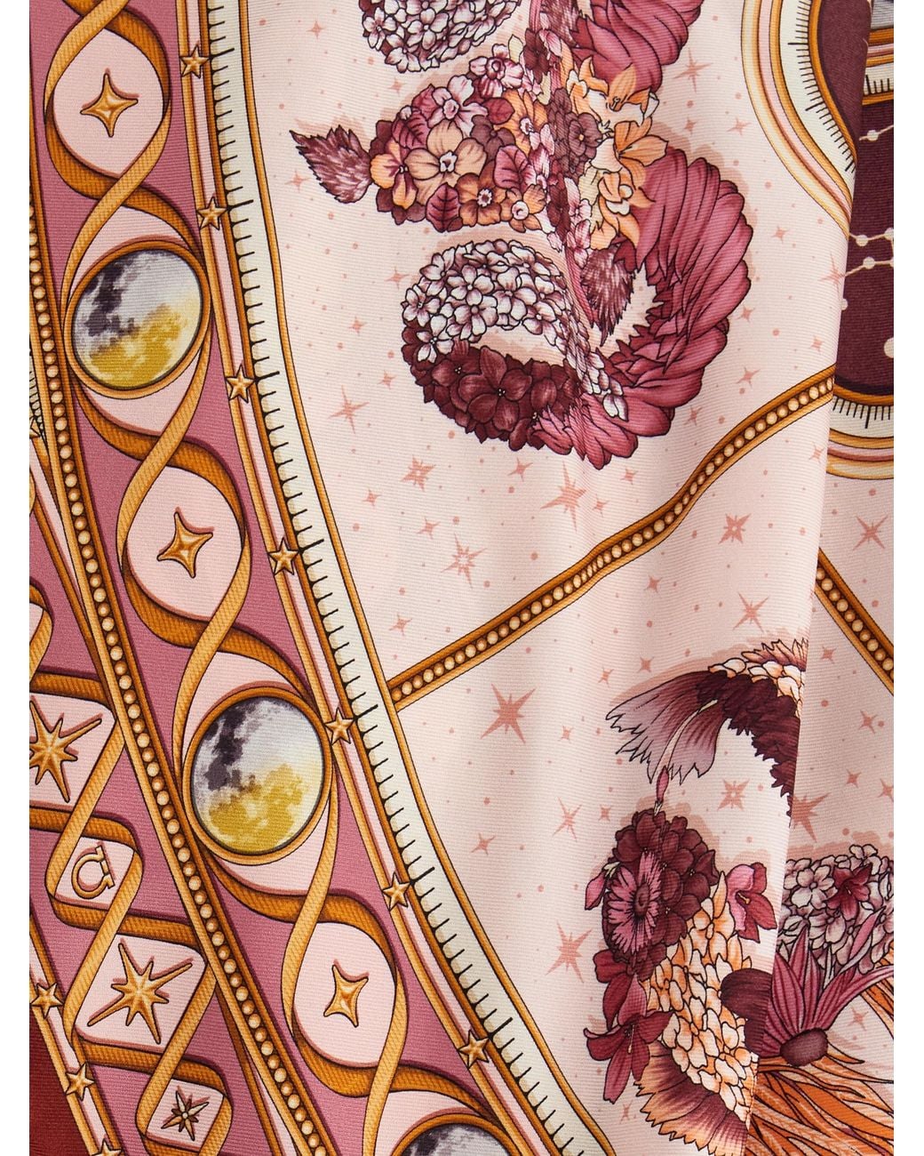 Ferragamo Pink Horoscope Print Silk Scarf