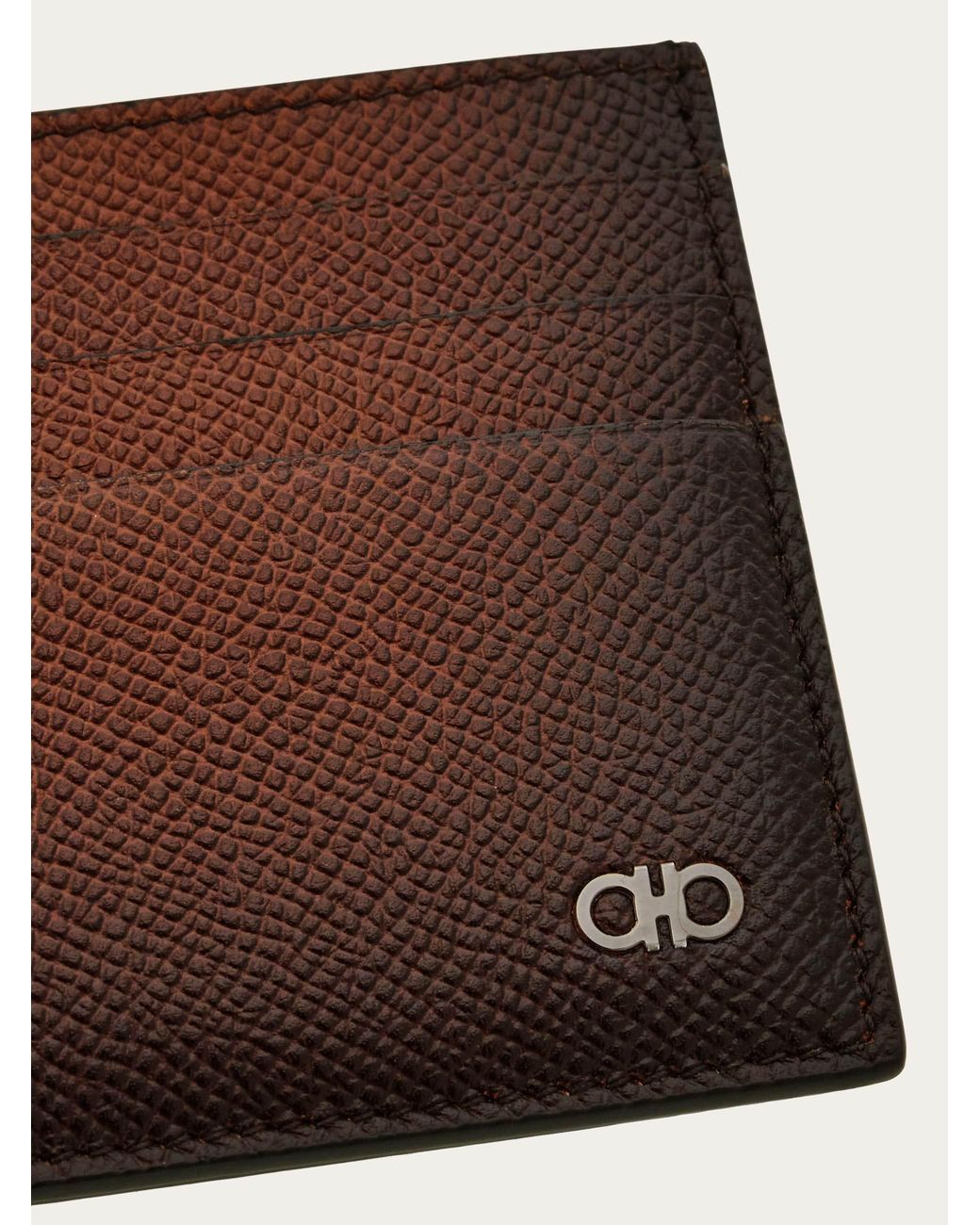 Ferragamo Brown Gancini Credit Card Holder for men