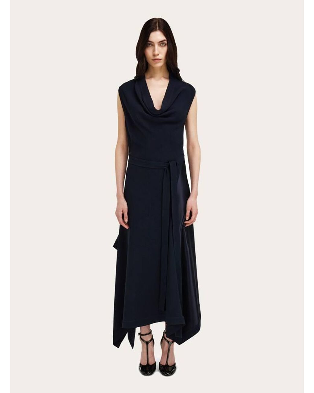 Ferragamo Blue Asymmetric Dress