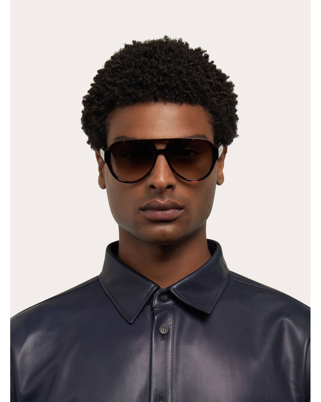 Ferragamo Black Aviator Frame Sunglasses