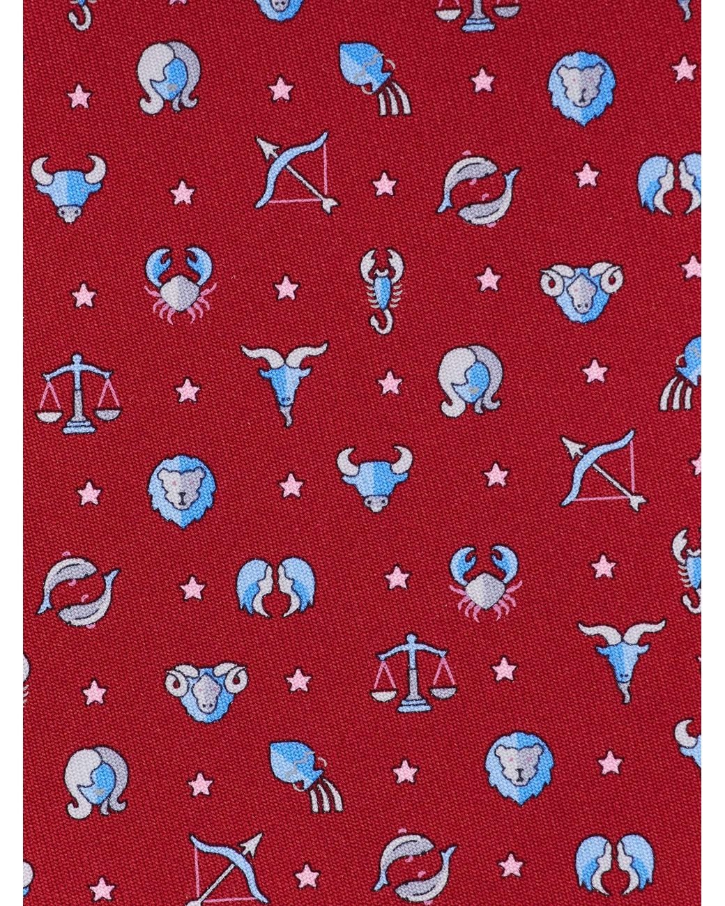 Ferragamo Red Horoscope Print Silk Tie for men