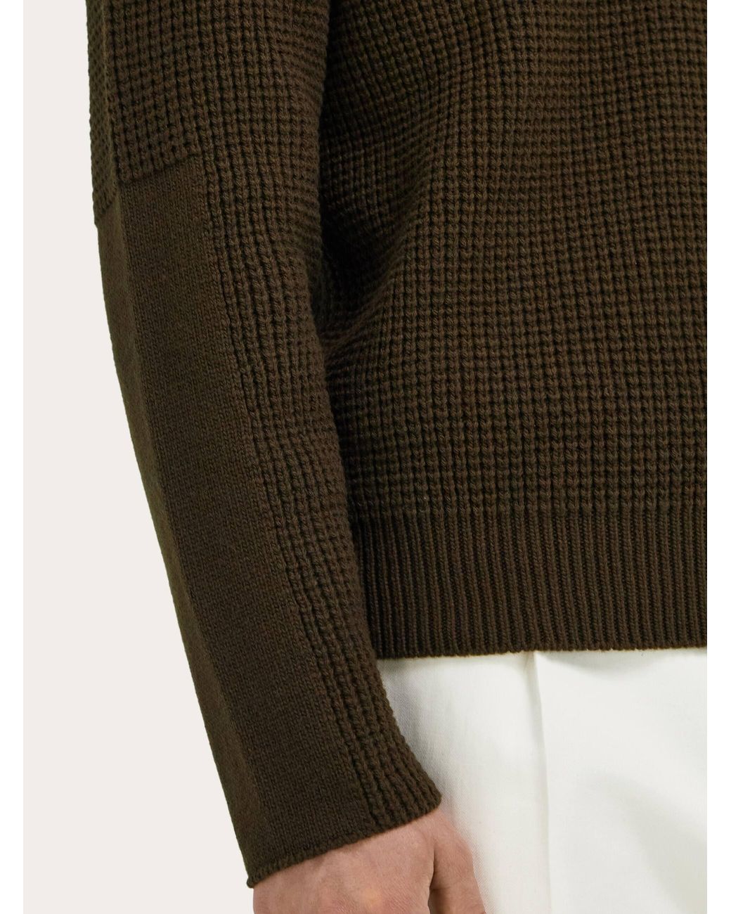 Ferragamo Green Knitted Sweater With Polo Collar for men