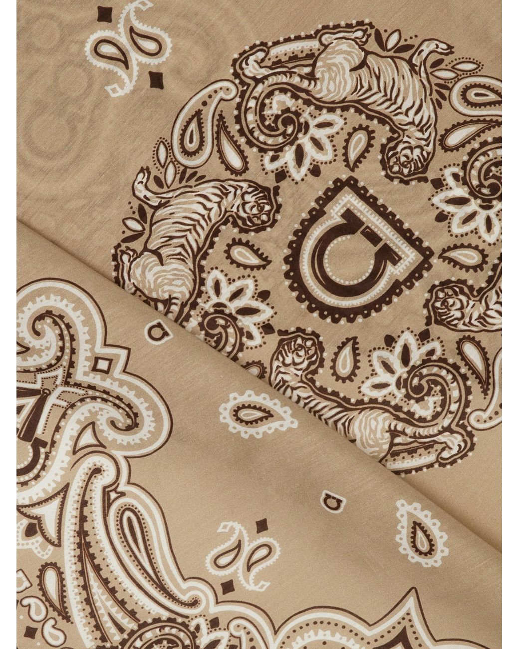 Ferragamo Natural Arabesque Print Bandana for men