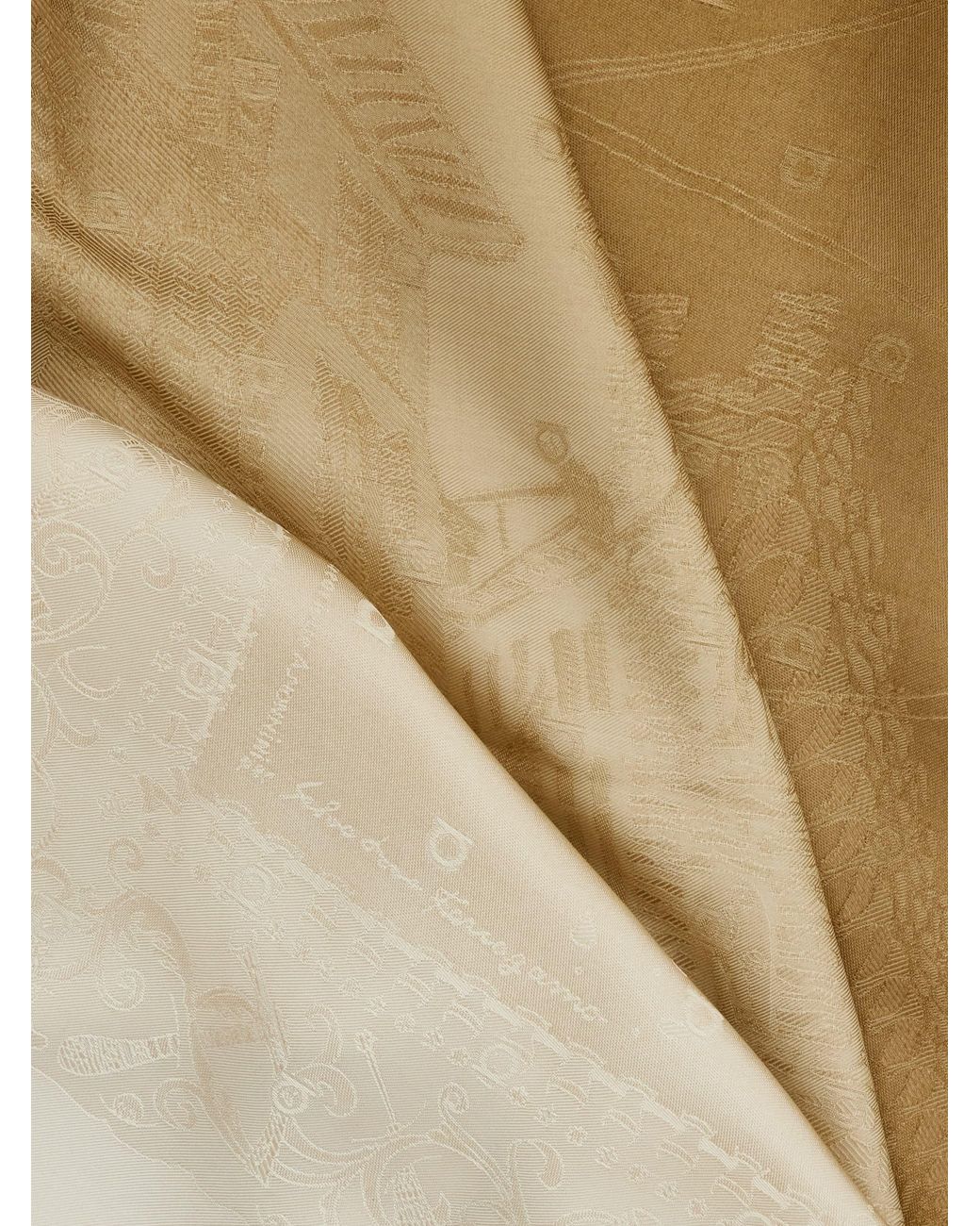 Ferragamo Natural Silk Jacquard Scarf With Palazzo Motif