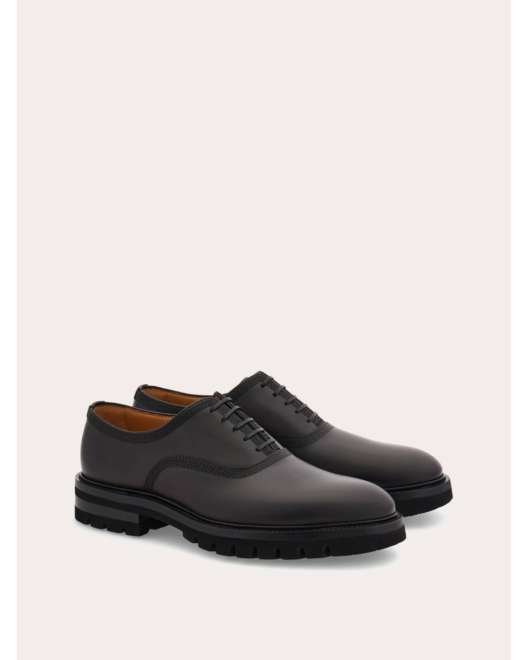 Ferragamo Black Oxford Brogue With Chunky Tread for men