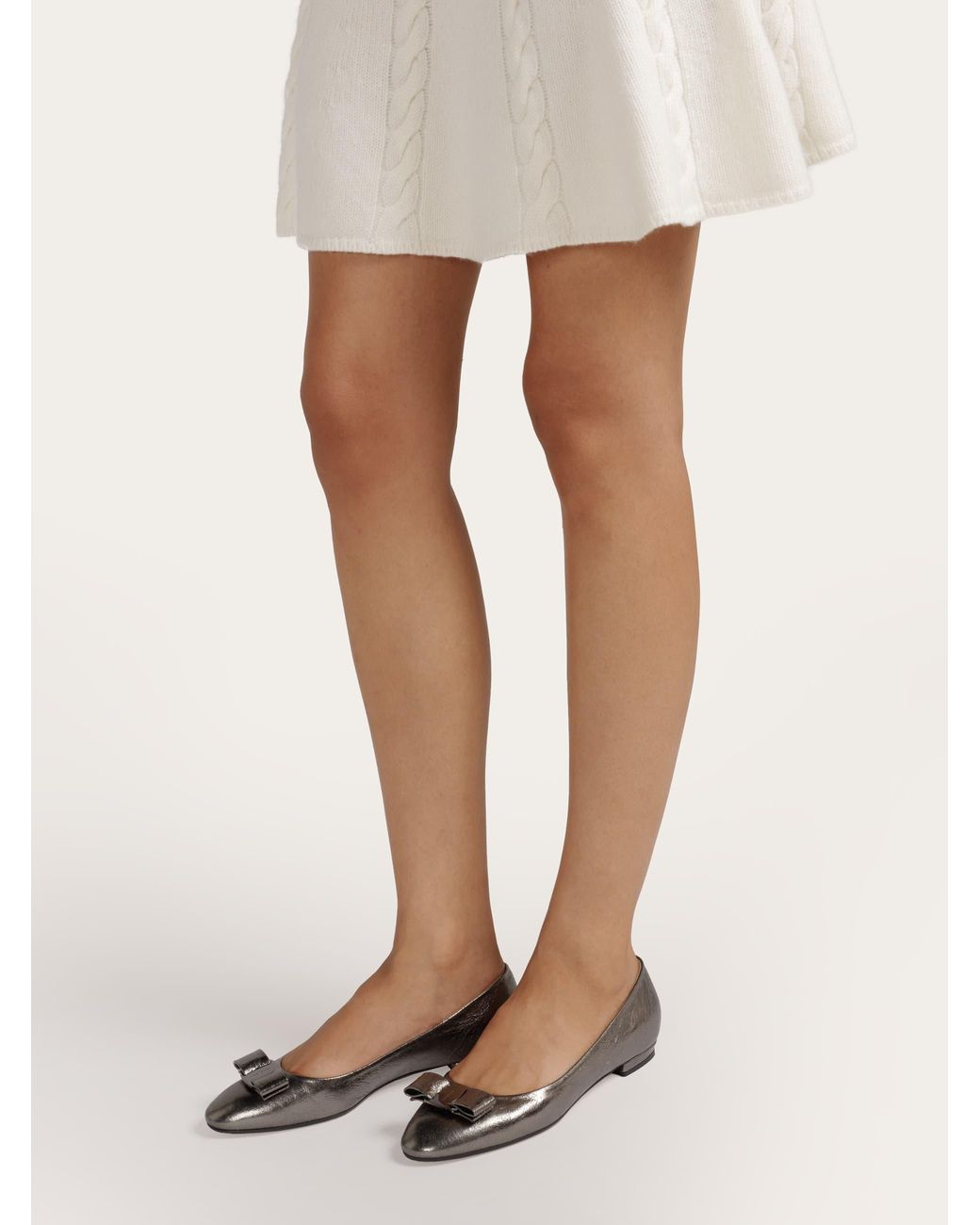 Ferragamo Gray Varina Ballet Flat