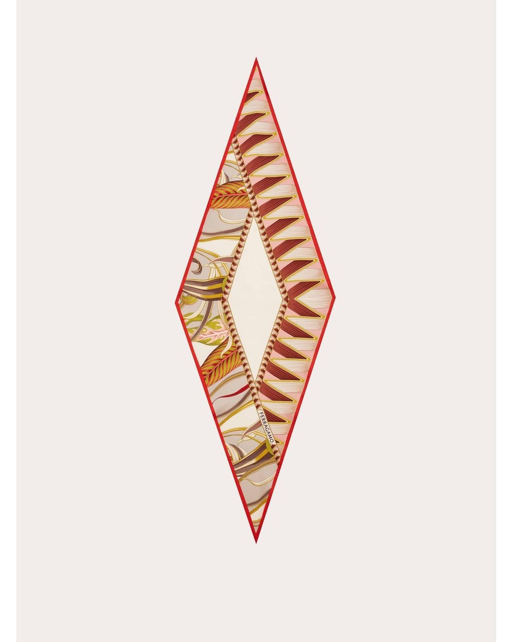 Ferragamo White Flowers And Butterflies Print Diamond Scarf