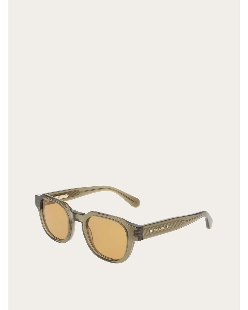Ferragamo Natural Round Frame Sunglasses