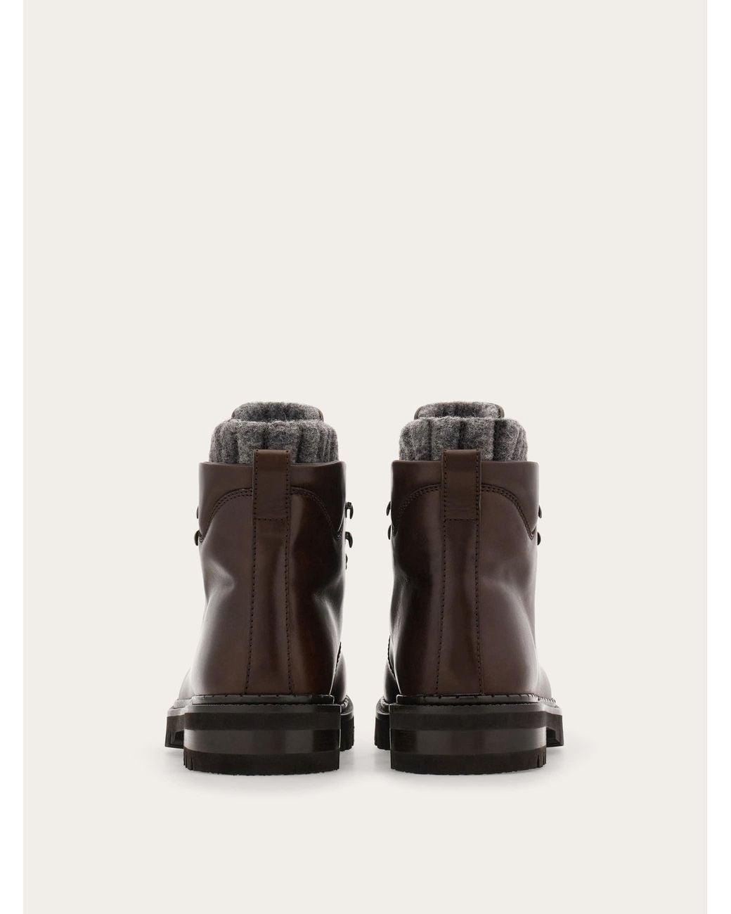 Ferragamo Brown Wool Lined Utility Boot for men