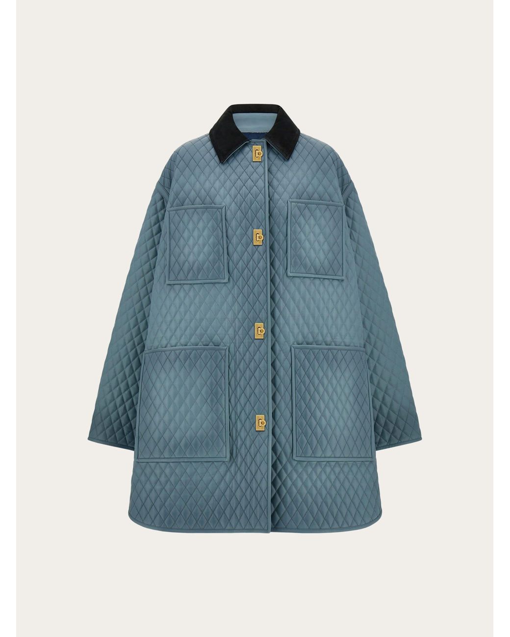 Ferragamo Blue Quilted Nappa Blouson