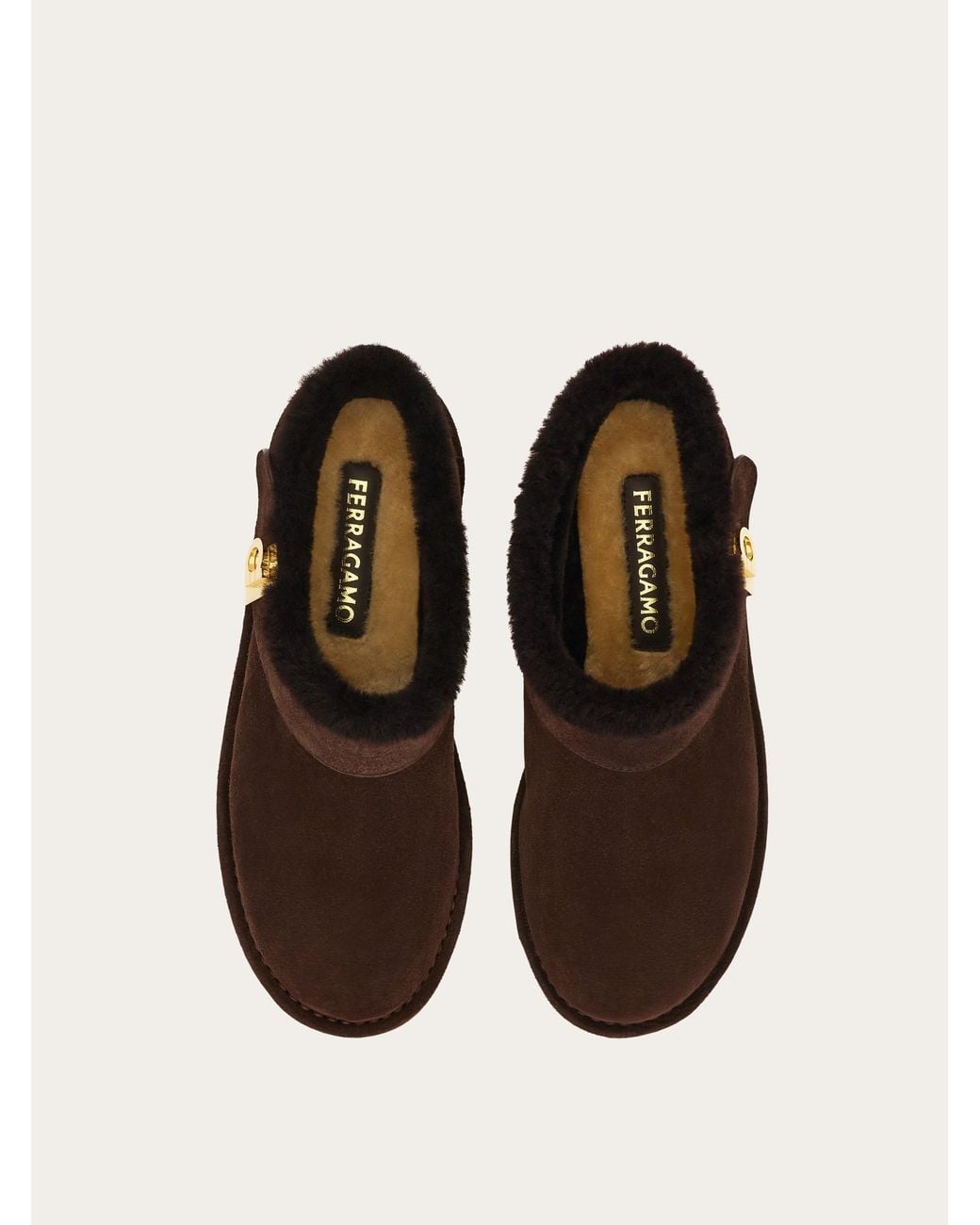Ferragamo Brown Merino Lined Chunky Mule