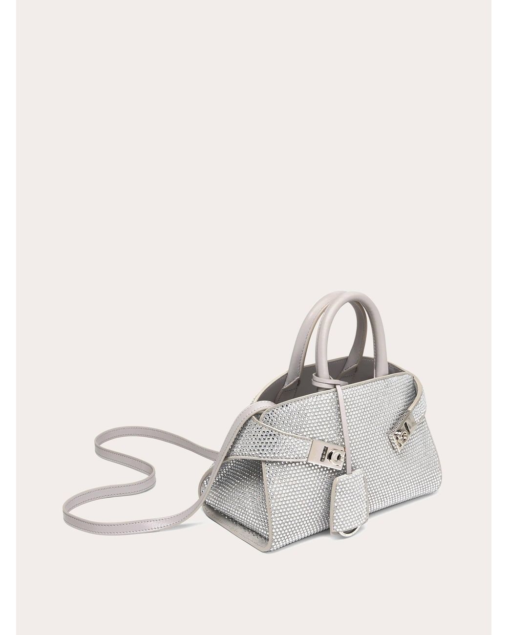 Ferragamo Natural Hug Handbag With Crystals (Xs)