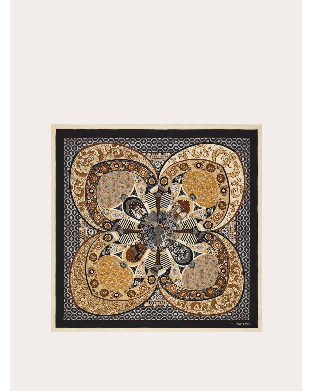 Ferragamo Natural Monile Print Silk Scarf