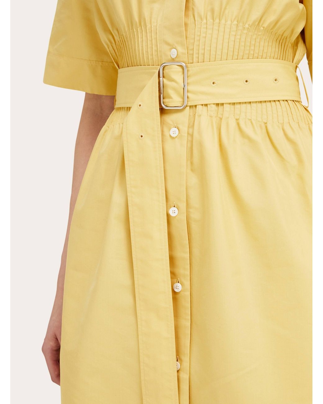 Ferragamo Yellow Cotton And Silk Shirt Dress