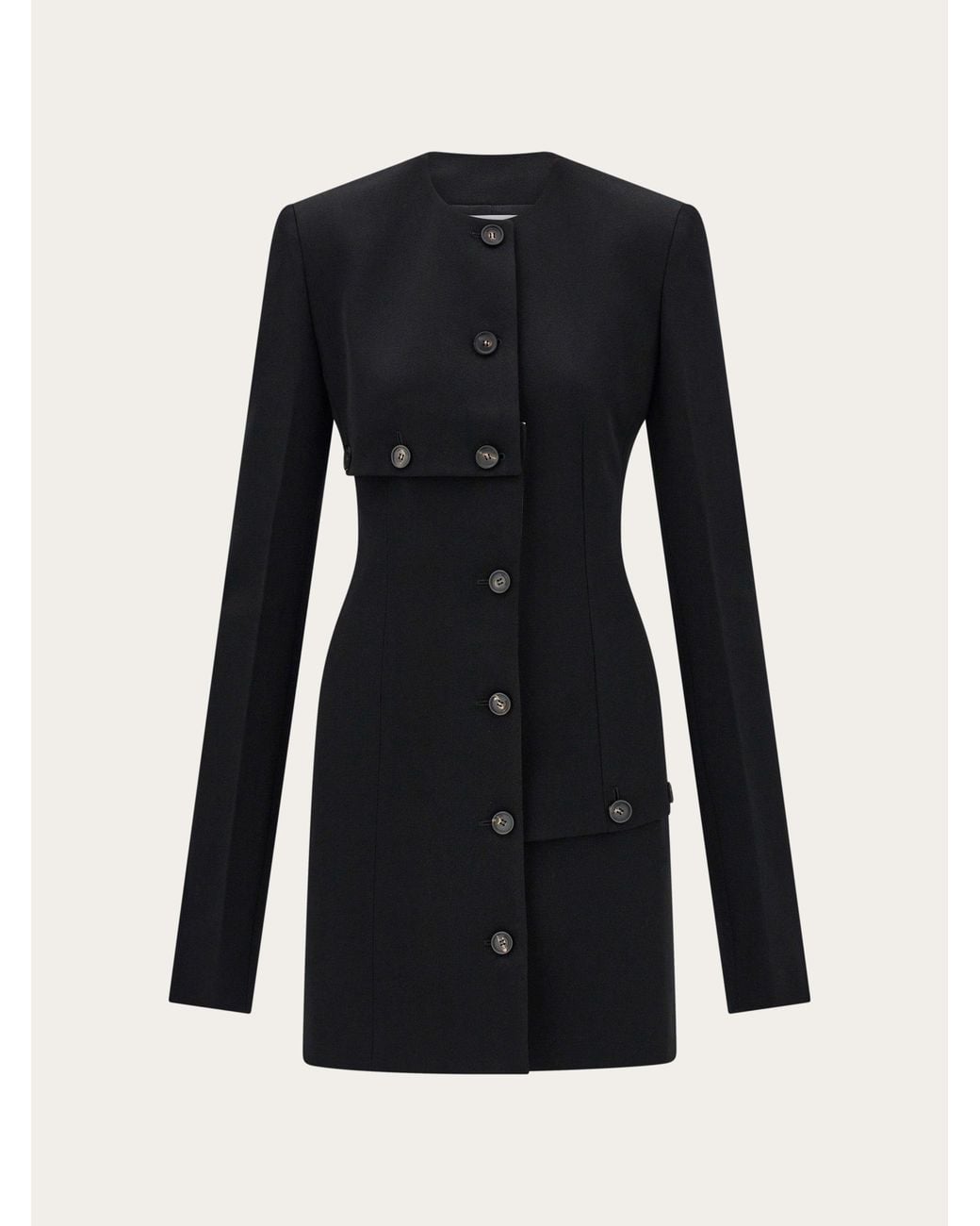 Ferragamo Black Wool Jacket With Button Detail