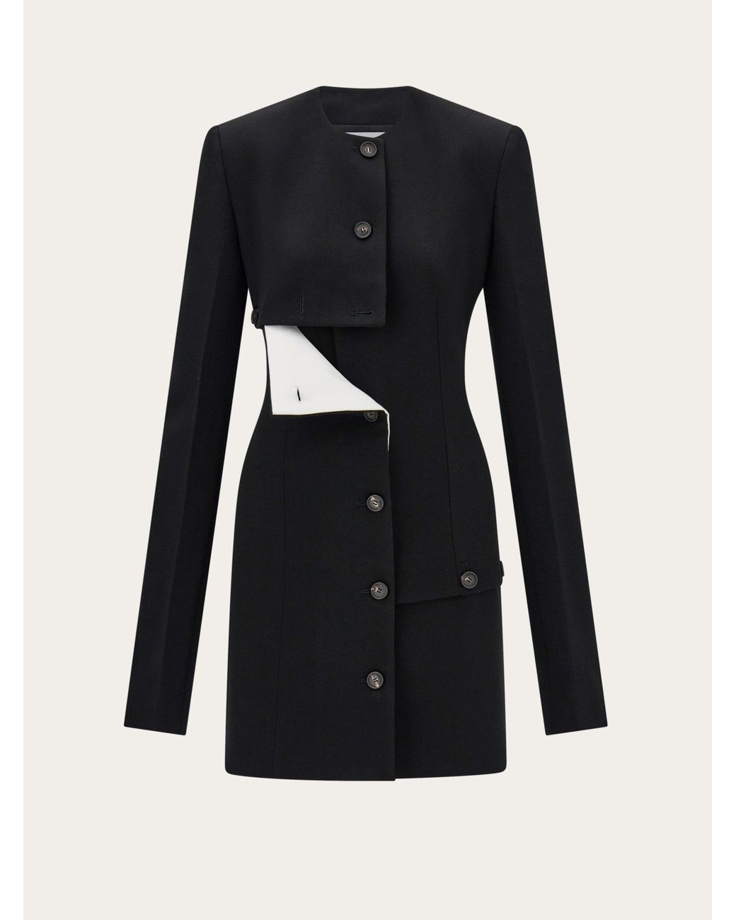 Ferragamo Black Wool Jacket With Button Detail