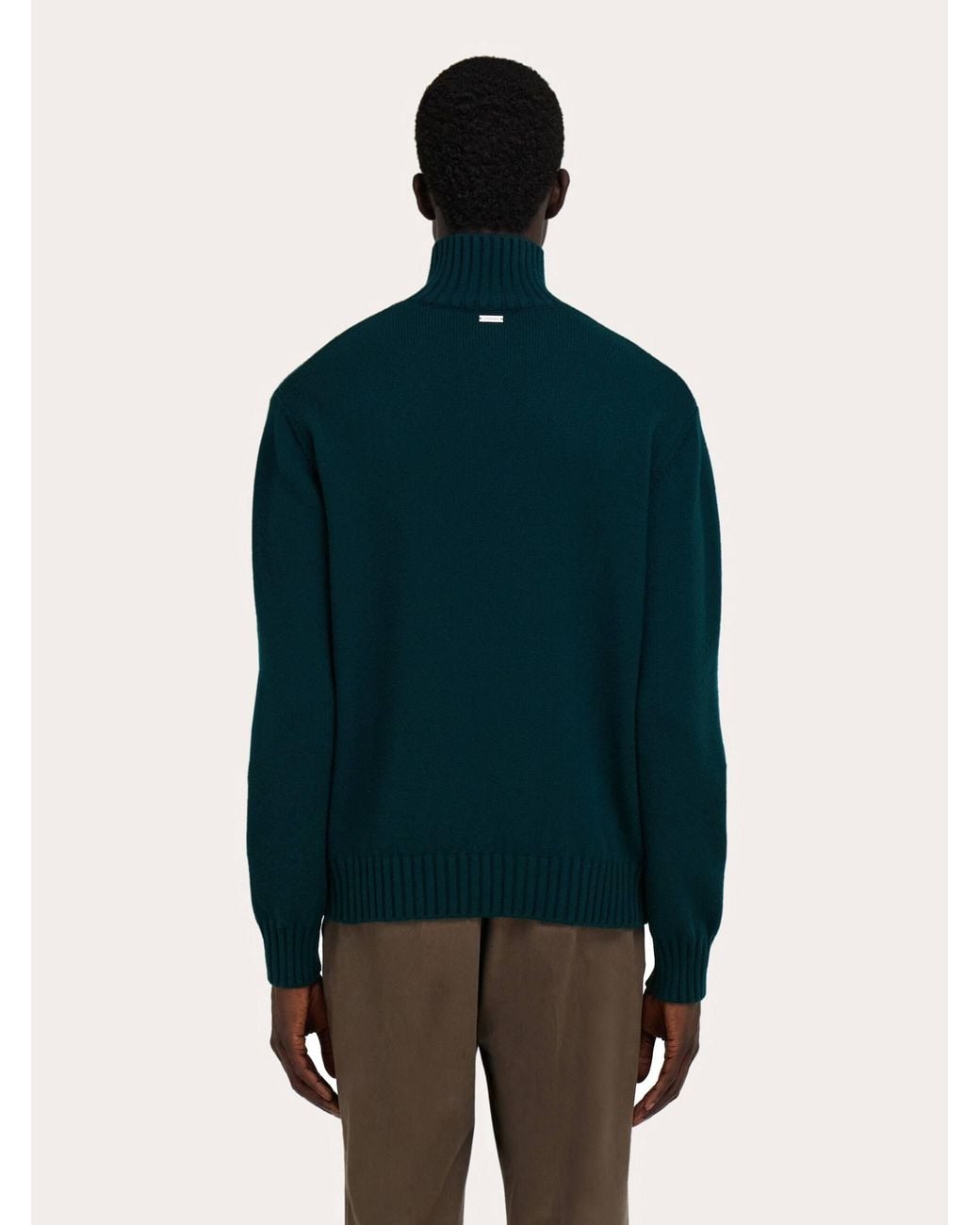 Ferragamo Blue High Neck Cashmere Pullover for men