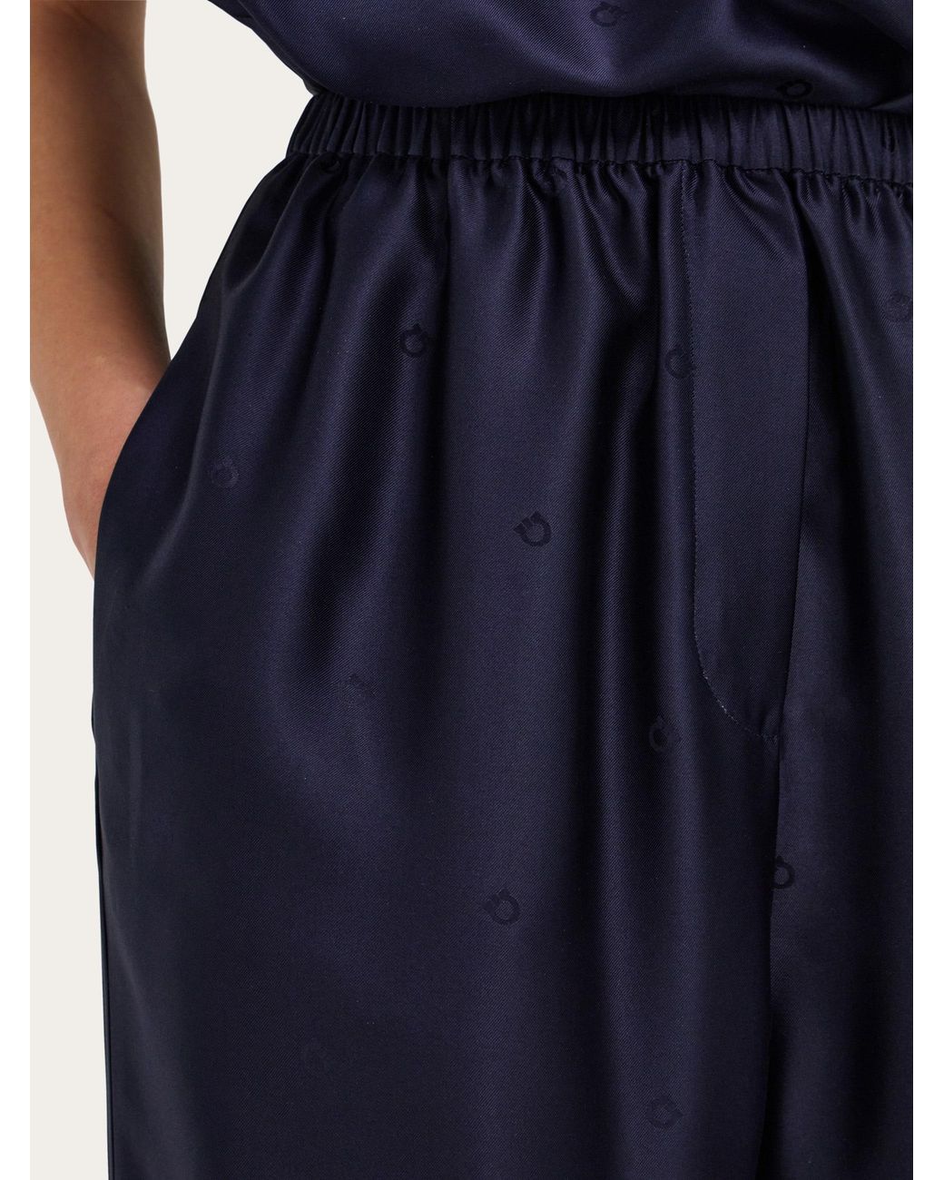 Ferragamo Blue Silk Trouser