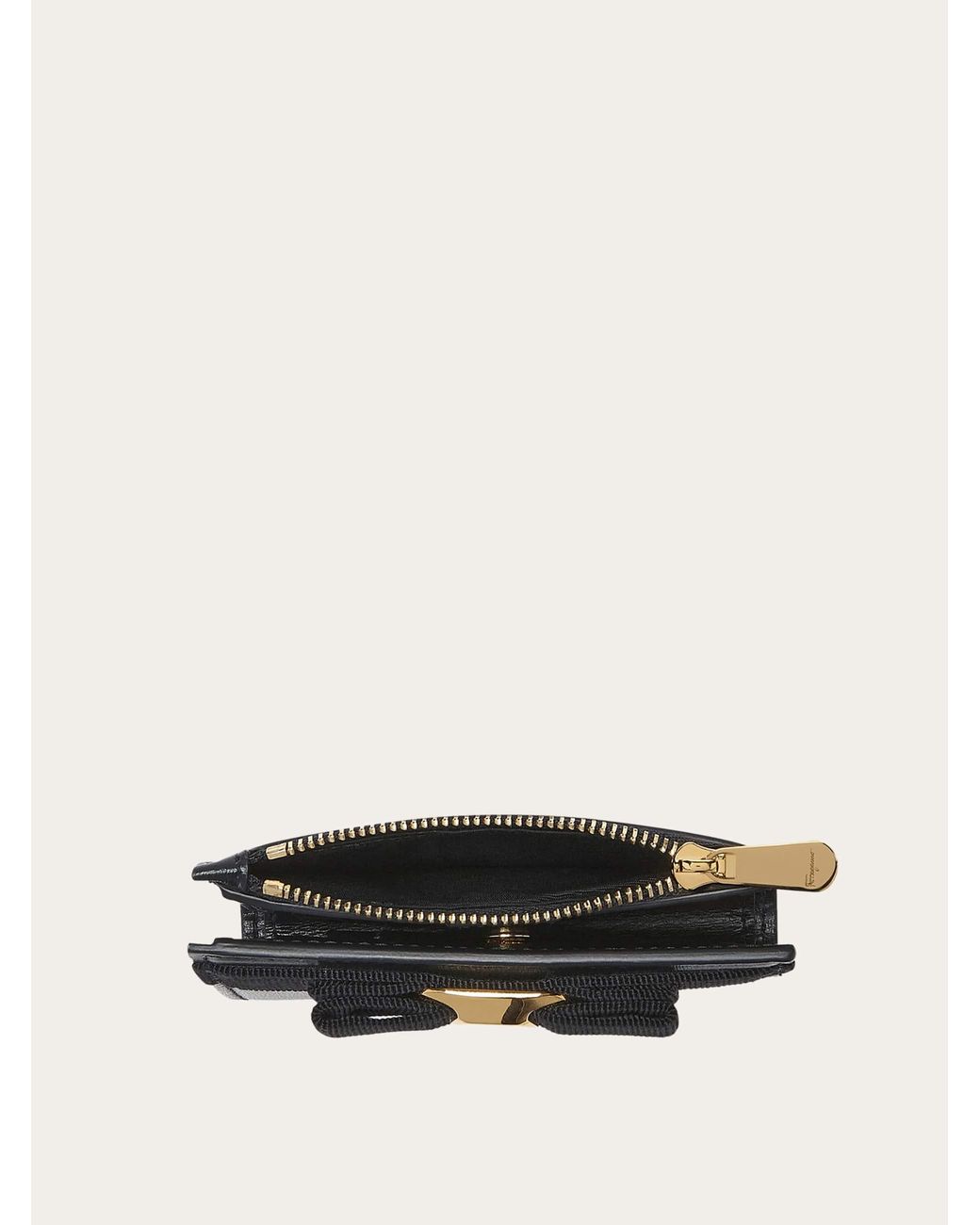 Ferragamo Black Vara Bow Compact Wallet