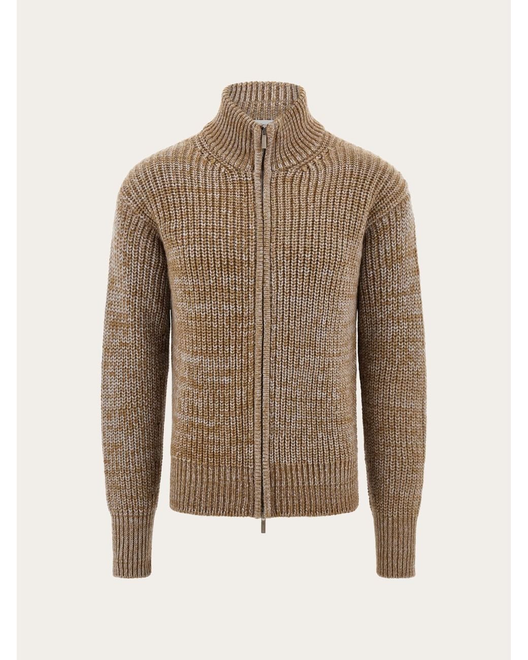 Ferragamo Brown High Neck Cardigan for men