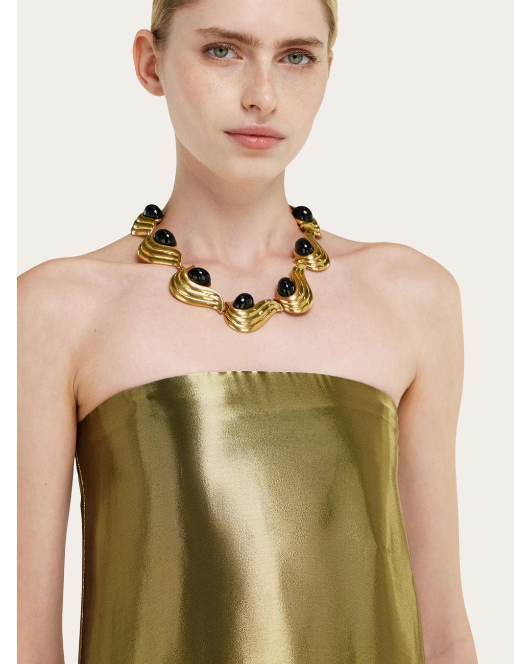 Ferragamo Green Liquid Lamé Dress