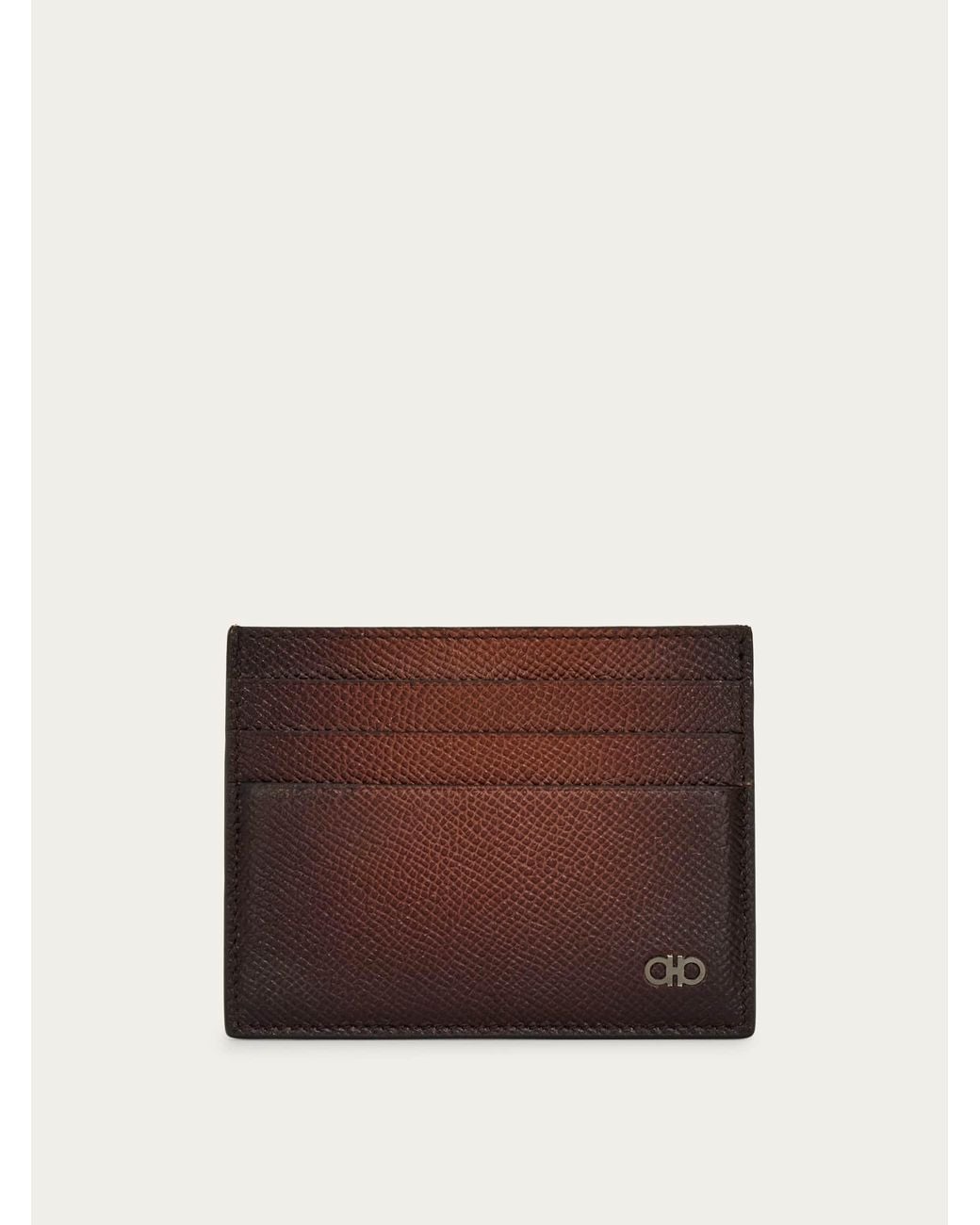 Ferragamo Brown Gancini Credit Card Holder for men