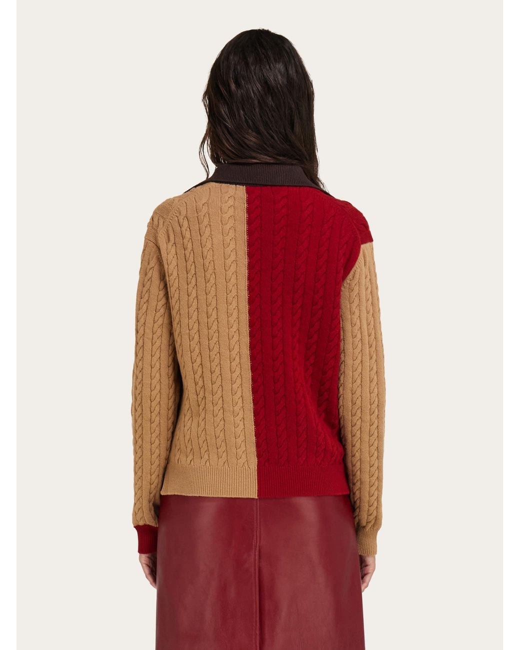 Ferragamo Red Cable Knit Sweater