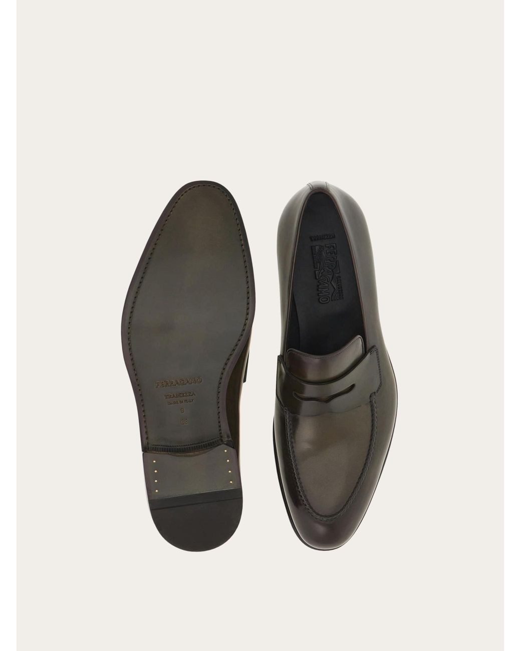 Ferragamo White Tramezza Penny Loafer .5 for men