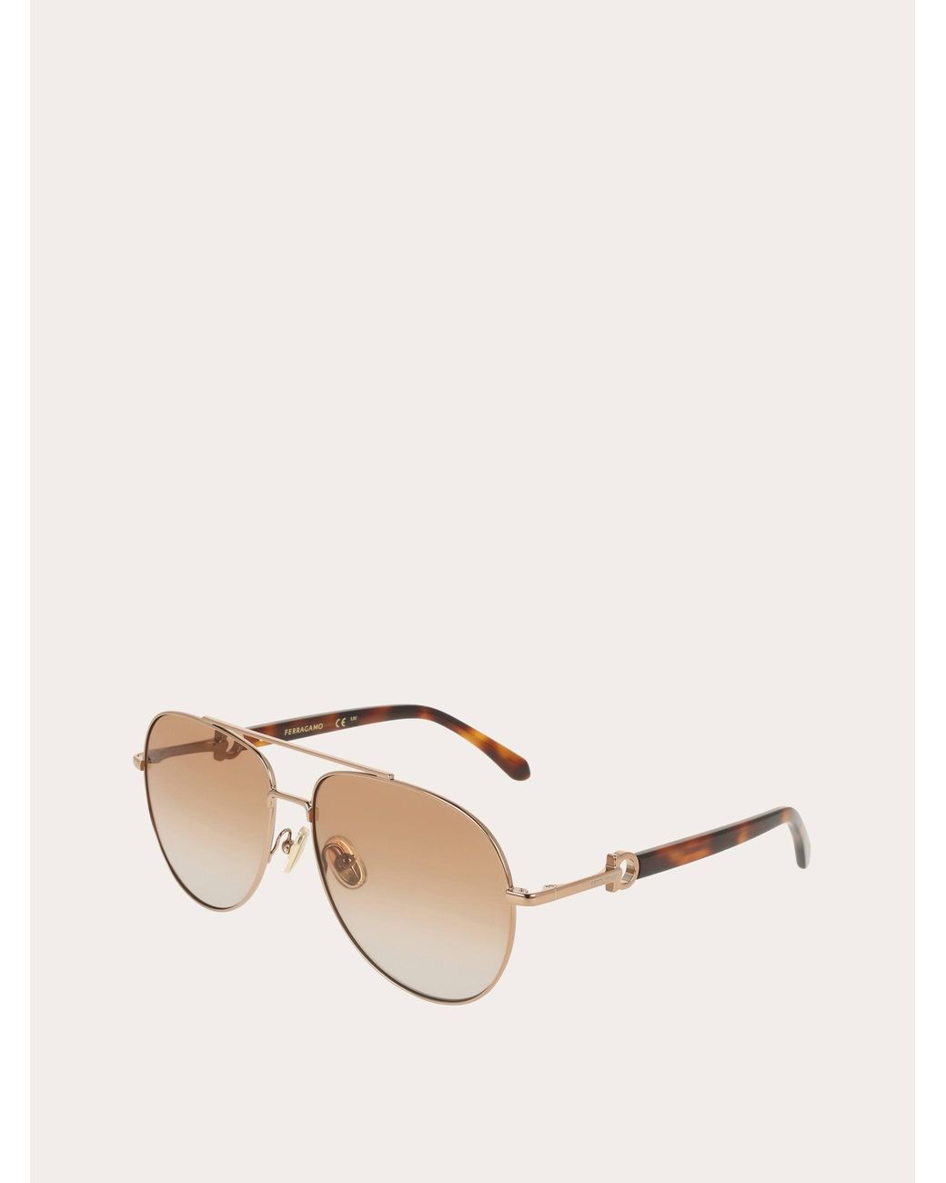 Ferragamo Natural Aviator Frame Sunglasses