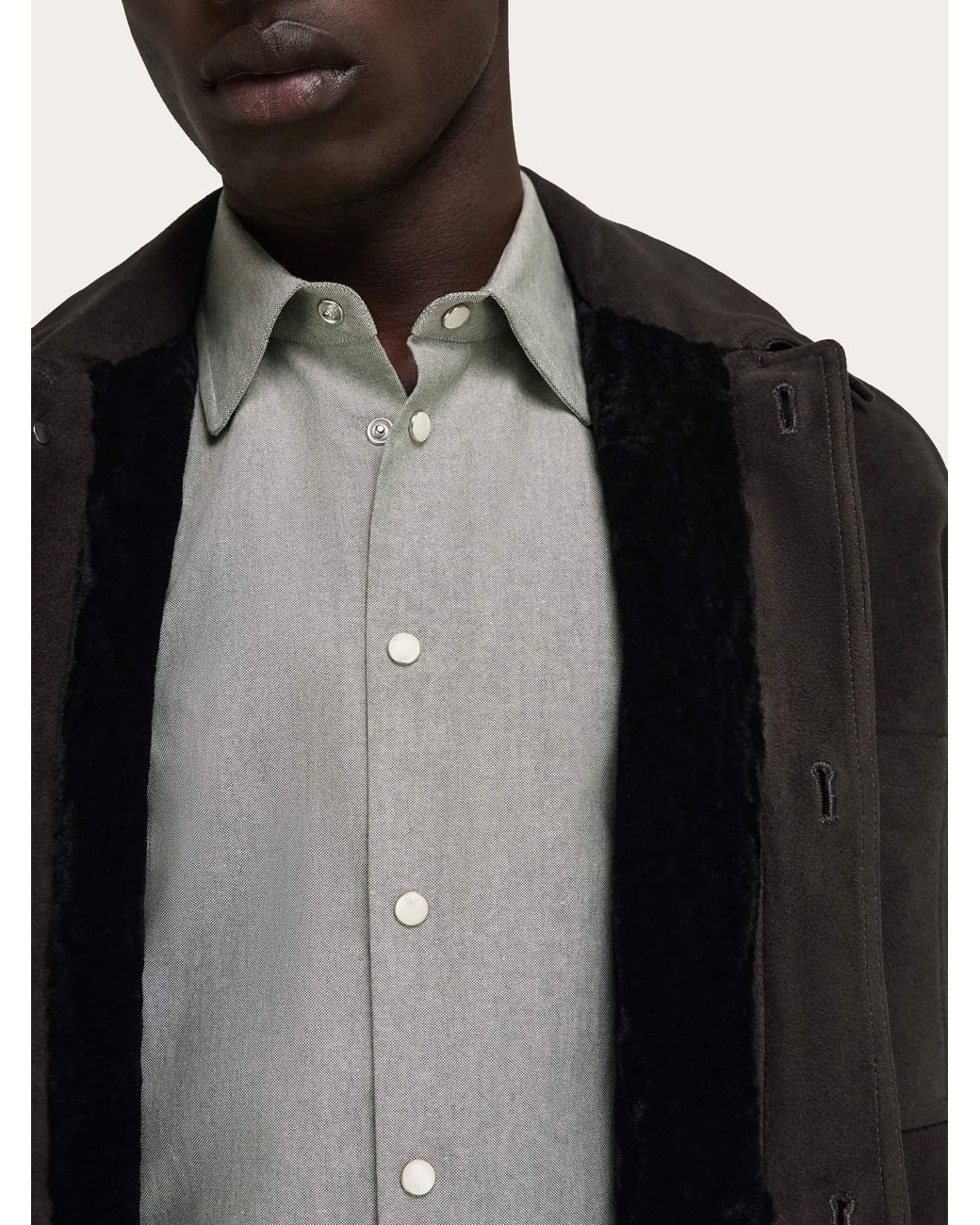 Ferragamo Black Moleskin Overshirt for men