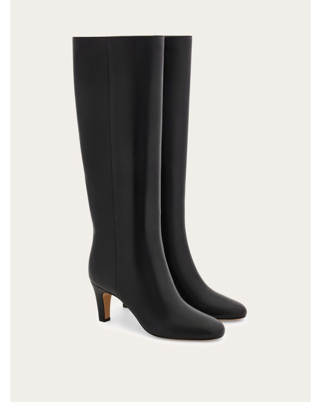 Ferragamo Black Knee High Boot With Low Heel .5