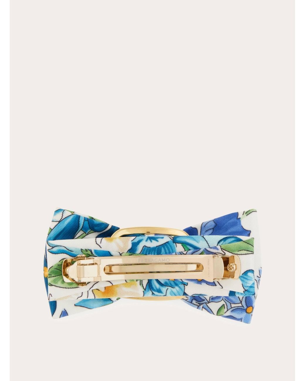 Ferragamo Blue Spring Print Vara Bow Hair Clip