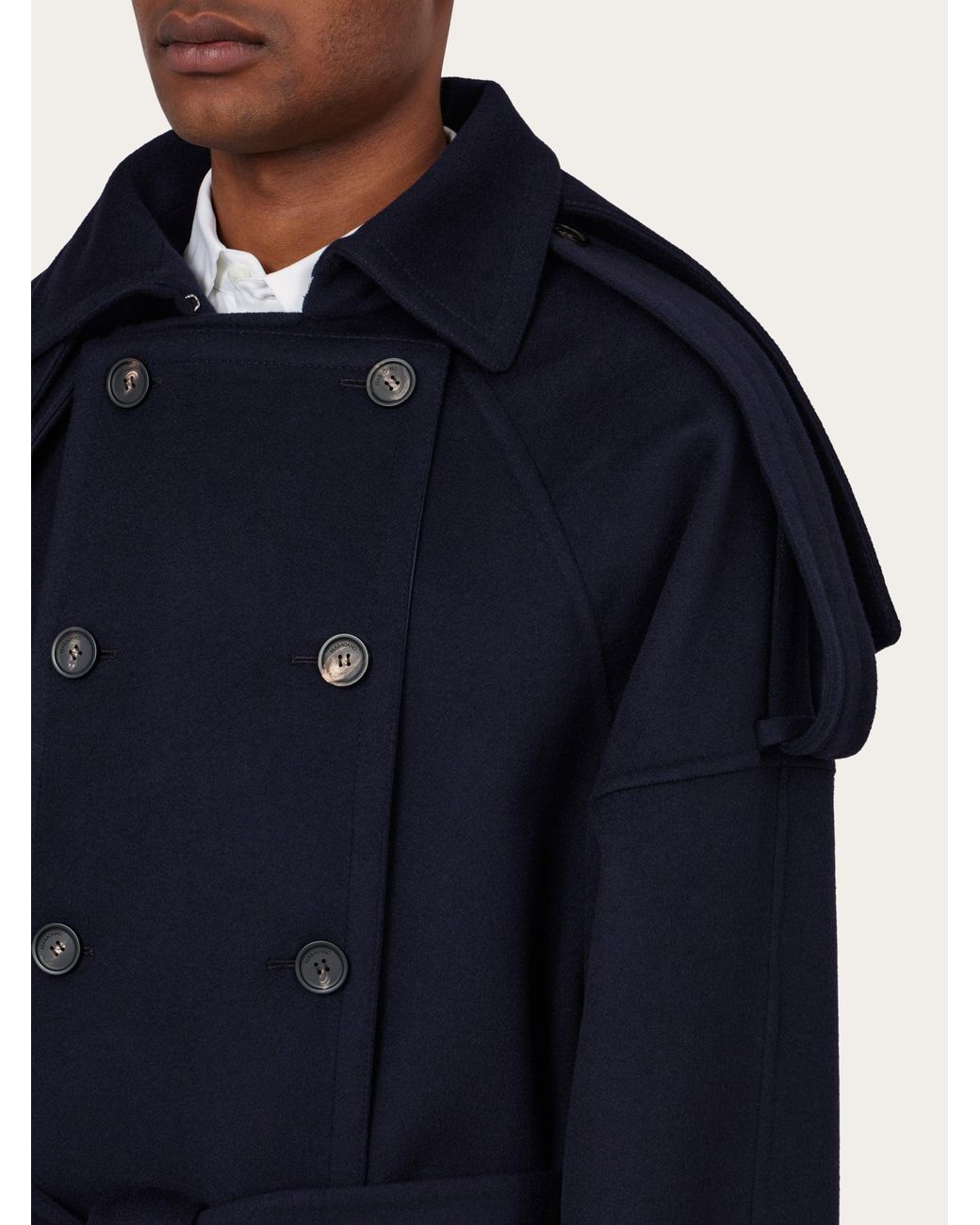 Ferragamo Blue Oversize Wool And Cashmere Coat for men