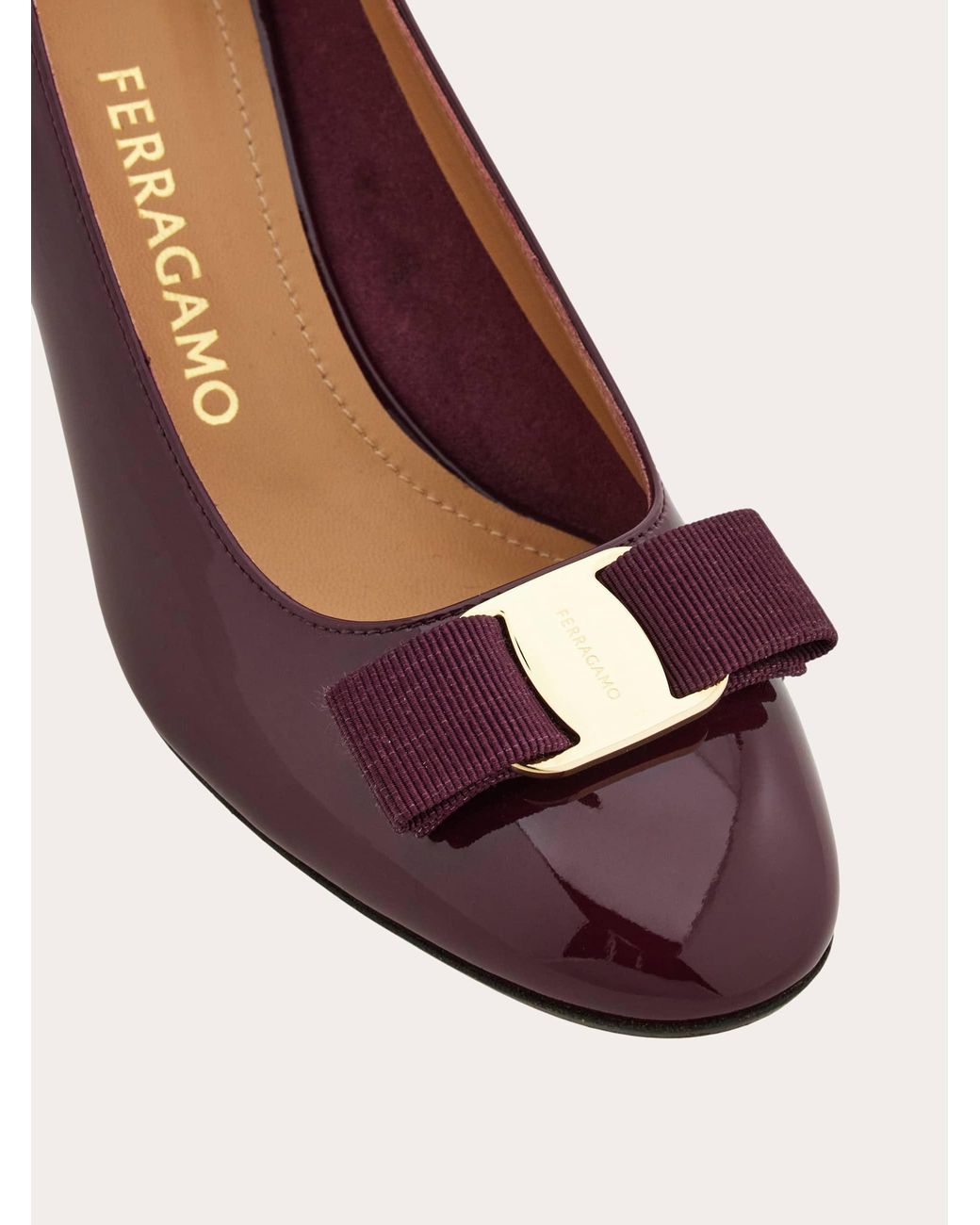 Ferragamo Purple Vara Bow Block Heel Pump