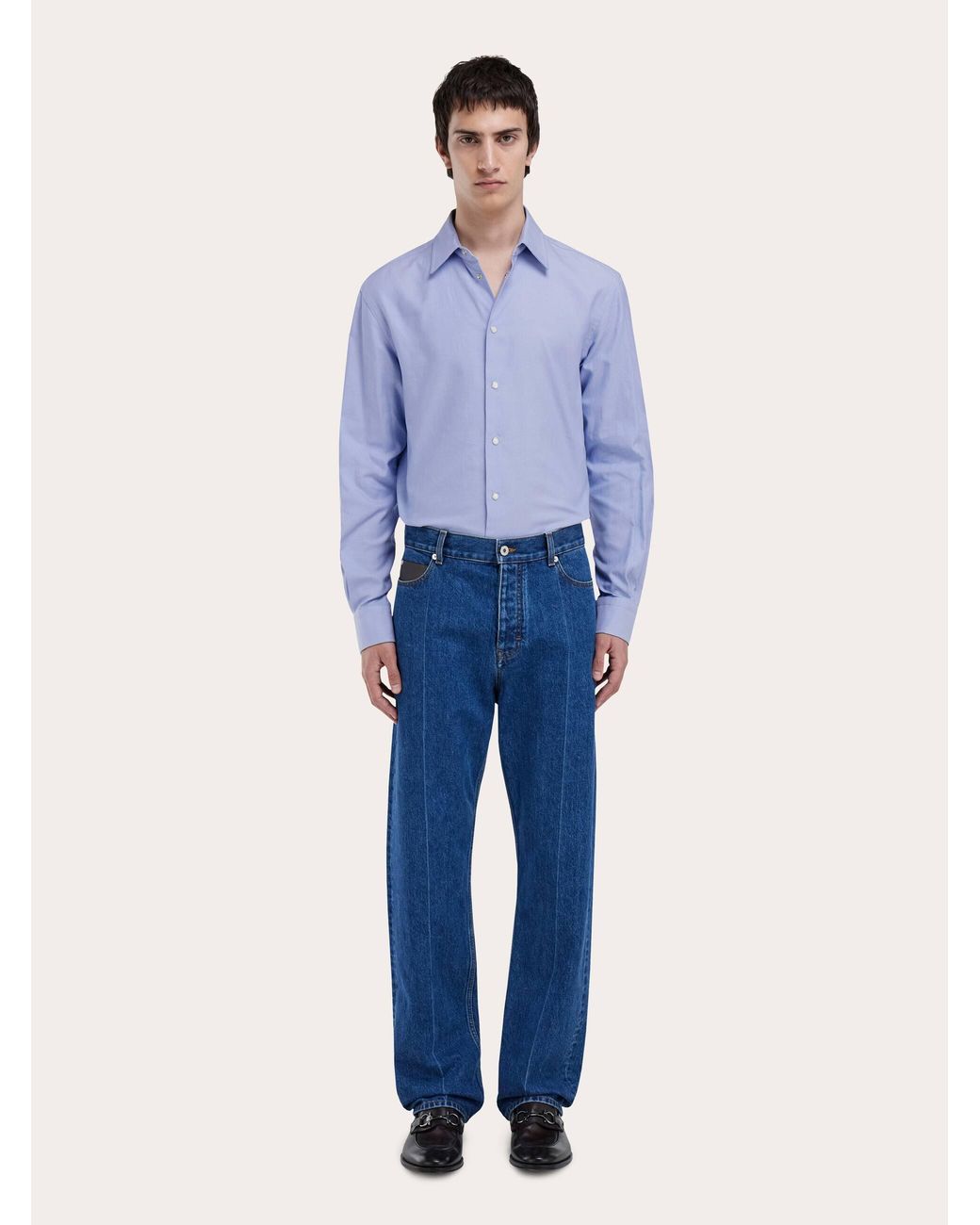 Ferragamo Blue Oxford Shirt for men