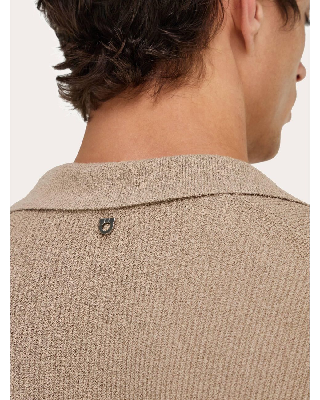 Ferragamo Natural Long Sleeve Polo Shirt for men