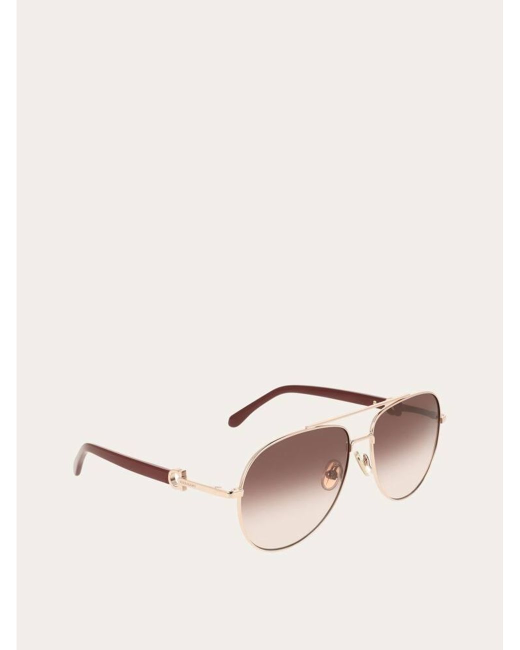 Ferragamo Pink Aviator Frame Sunglasses