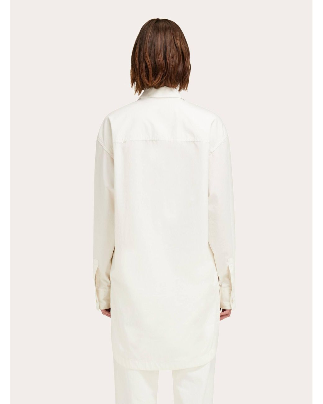 Ferragamo Natural Cotton And Silk Shirt Dress