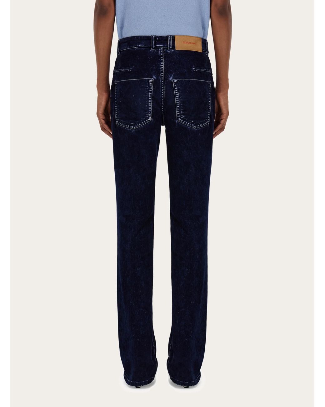 Ferragamo Blue Five Pocket Trouser