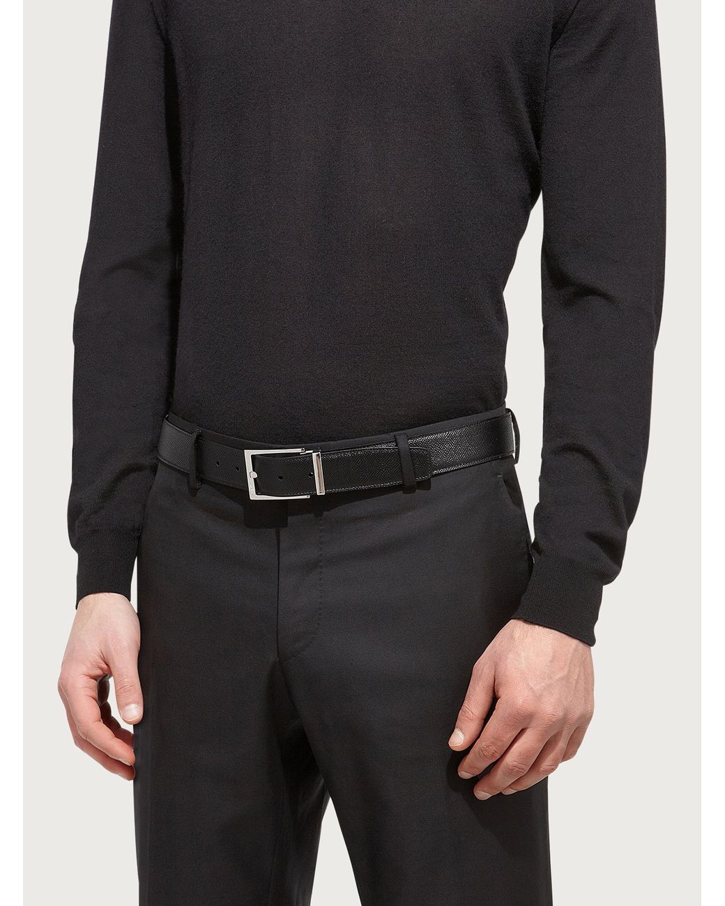 Ferragamo Black Apos;S Double Adjustable Leather Belt for men